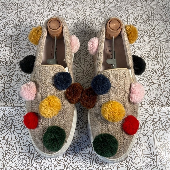 Joshua Sanders tan Wool Blend Pom Pom Slip On Sneakers - Picture 4 of 15